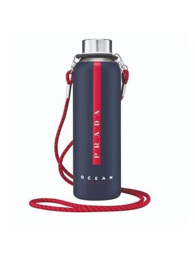 Prada Navy Bottle Carrier with Red Stripe and Rope Strap